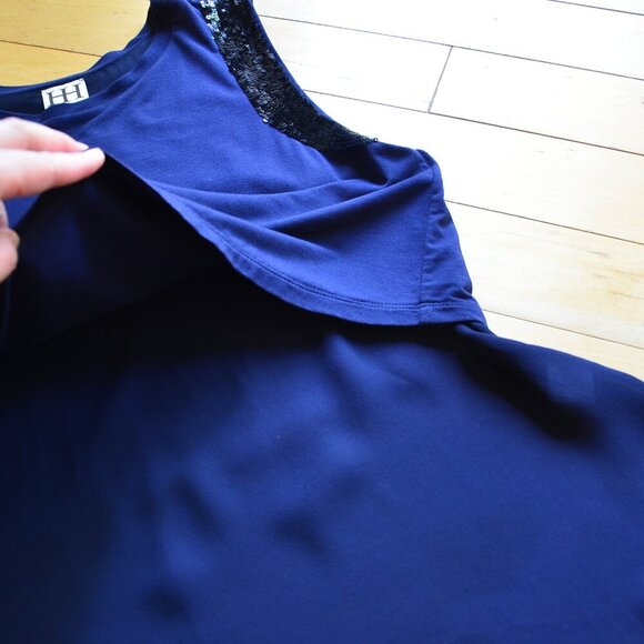 Haute Hippie Tunic Top Blue Sleeveless Sequin Accents Layered Silk Blend Size S - Picture 5 of 12